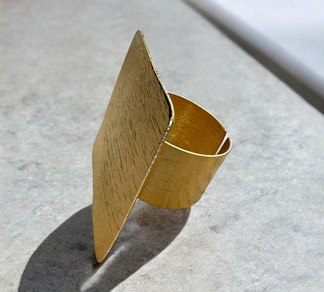 SQUARE RING a geometric design. Plated with 24k gold