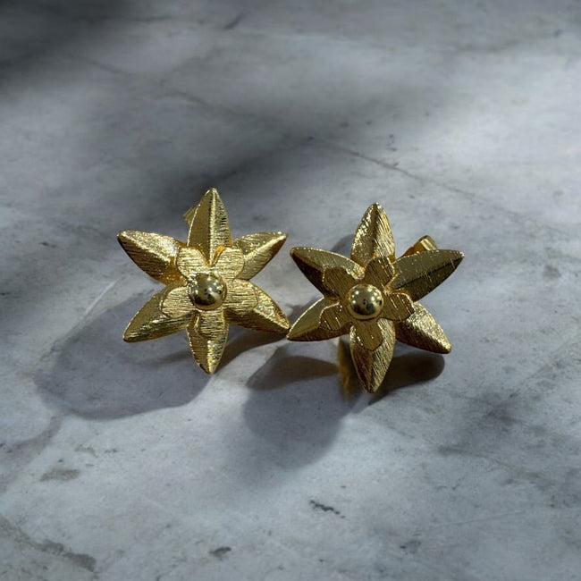 FLOWER SPIKE STUDS eternity infinite. Plated with 24k gold