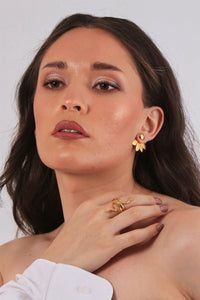 Bloom Duo. Flower-shaped.plated with 24k