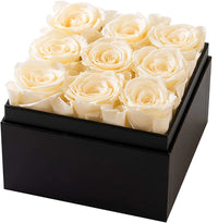 Roses in clear Square Box. Handmade real Preserved Roses