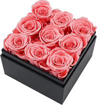 Roses in clear Square Box. Handmade real Preserved Roses