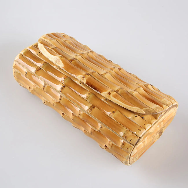 La Terran Handmade Natural Bamboo Root Clutch Bag