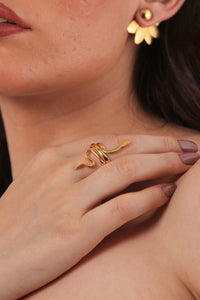 SNAKE GOLD one piece ring. Plated with 24k gold