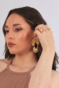 SOLARA FAN earrings two-in-one system. Plated with 24k gold