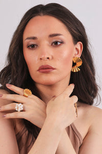 Spiral sol. Snail-shaped earrings. plated with 24k gold